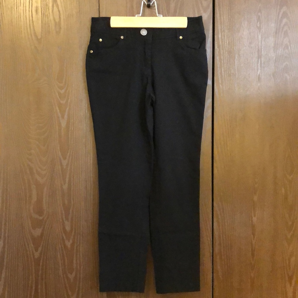 89TH & MADISON SIZE 6 BLACK DRESSY JEAN-STYLE VERY STRETCHY ANKLE PANTS - #307
